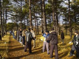 The participants of action pass bricks ”on a chainlet”