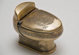 Toilets collection one of exhibits (gilded toilet)