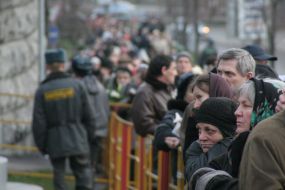 Believers stands in line