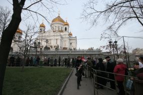 Believers stands in line