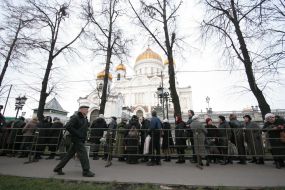 Believers stands in line