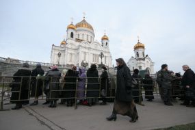 Believers stands in line