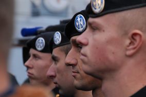 Marine infantrymen aboard a corvette ”Ternopol”