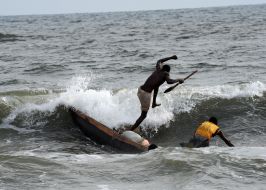Local habitants jump in water
