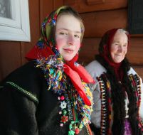 Elderly woman and girl