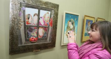 A visitor takes pictures