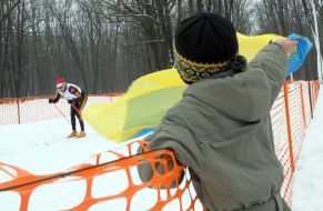 Boy with the Ukrainian national flag