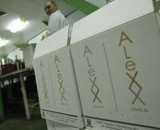 Boxes with the bottles of cognac