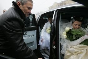 Leonid Chernovetsky and newly-weds