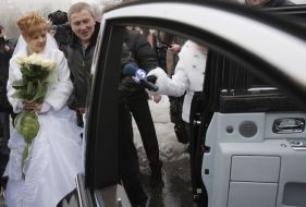 Leonid Chernovetsky and newly-weds