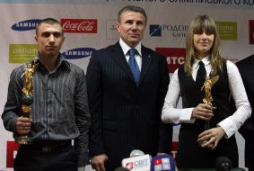 Vasiliy Lomachenko, Sergey Bubka and Olga Kharlan