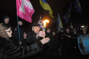 Participants of action devoted anniversary of memory of heroes Krut