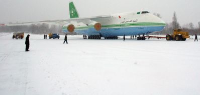 Aircraft Ruslan (An-124) towing