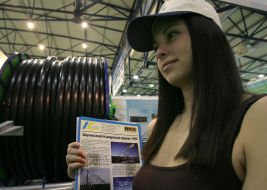 A girl advertises the products of one of firms-participants