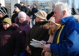 Employees of the state-run enterprise ”Khimprom”