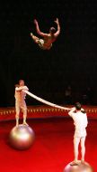 Acrobats on balloons