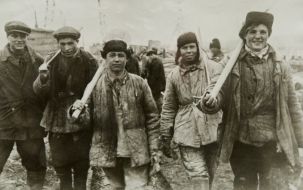 Workers at the building