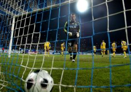 Ball in the FC ”Metallist” (Kharkov) goal