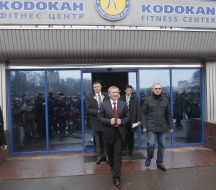 Leonid Chernovetsky goes out from a fitness-center