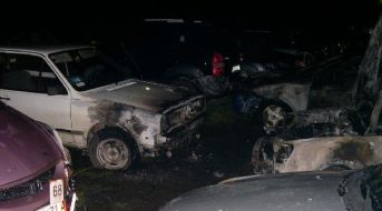 Fire-damaged cars