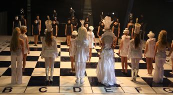 Chess party on a giant board