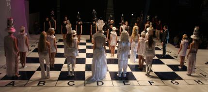 Chess party on a giant board