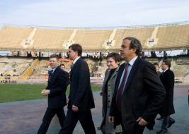 Ivan Vasyunik, Yury Pavlenko and Michel Platini
