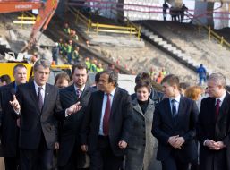 Yushchenko and Platini on stadium “Olympic”