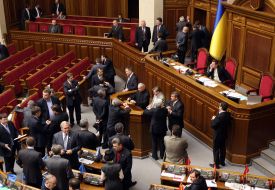Blocking of the tribune of Ukrainian Parliament