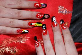 A model demonstrates nails