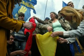 Allukrainian association ”Svoboda” supporters