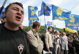 Allukrainian association ”Svoboda” supporters