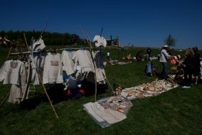 Merchants sell souvenirs