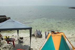 Tents on a sea coast