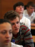 Schoolchildren expecting the testing