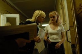 Schoolgirl goes to a room