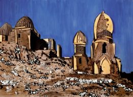 Репродукція з використанням сиру картини Василя Верещагіна «Мавзолей Шах-і-Зінда в Самарканді»