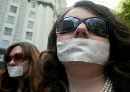 Participants of the mass meeting in defence of freedom of speech and against censorship
