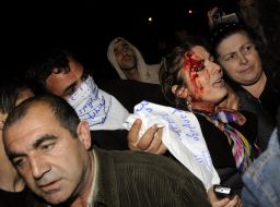 Injured opposition supporter