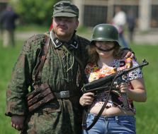 A girl photographed with the reconstruction participant