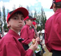 Boy eats a sandwich