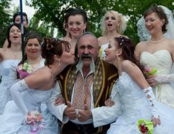 Brides parade in Zaporozhia