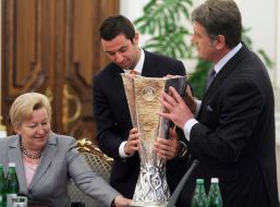 Vira Ulyanchenko, Dario Srna and Viktor Yushchenko