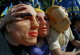 Viktor Yanukovich, Yuliya Timoshenko and Vladimir Putin