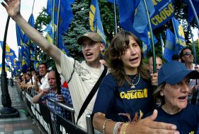 Allukrainian Association ”Svoboda” supporters