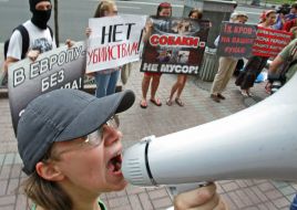 Участница акции “Стоп зооциду в Киеве”