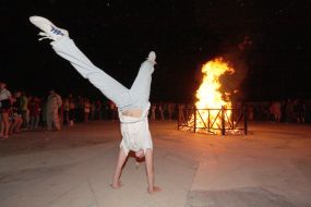 A fellow dances break