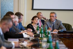 Participants of the conference with governing body of national Bank and commercial banks