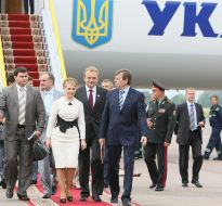 Yuliya Timoshenko in the air-port of Lvov