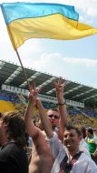 Young man with the Ukrainian flag